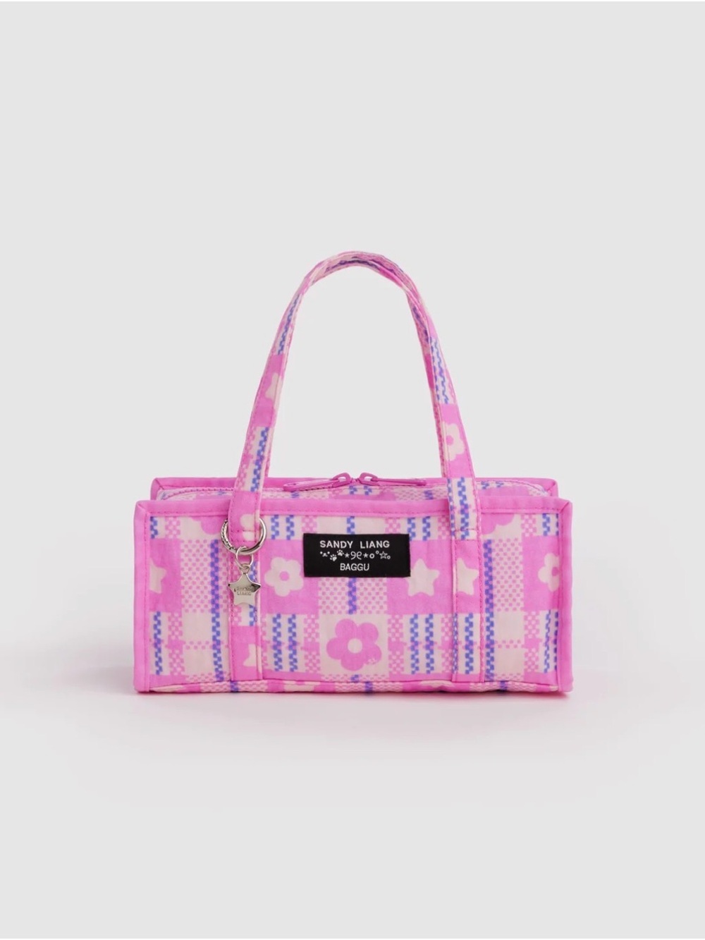 Sandy Liang Baggu Mini Nylon Market Bag - Market Plaid Pink